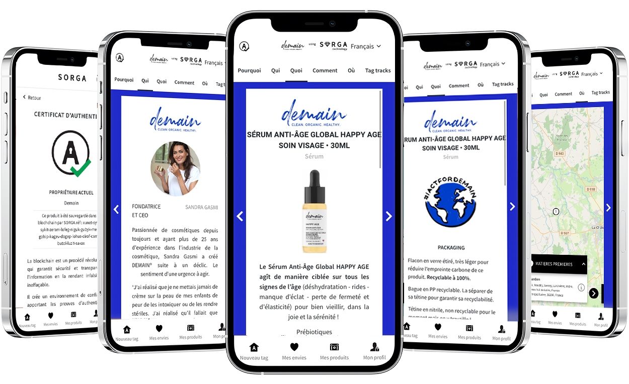 Passeport numérique SORGA d'un sérum, affiché sur smartphone